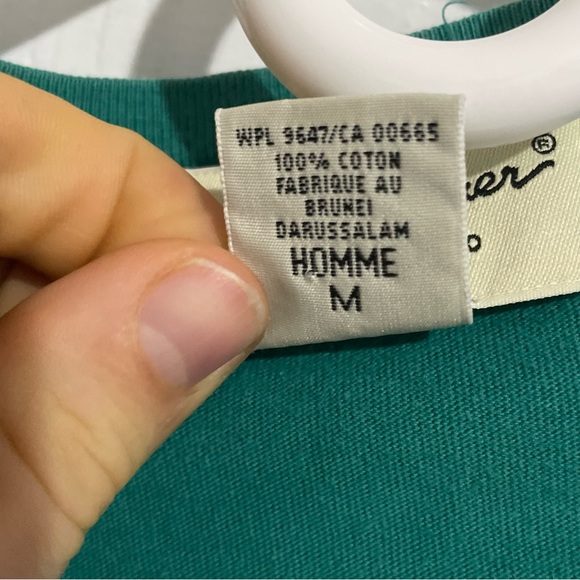 Vintage 90s Eddie Bauer T-Shirt Mens Medium Blank Cotton Classic Turquoise Blue - Picture 3 of 7